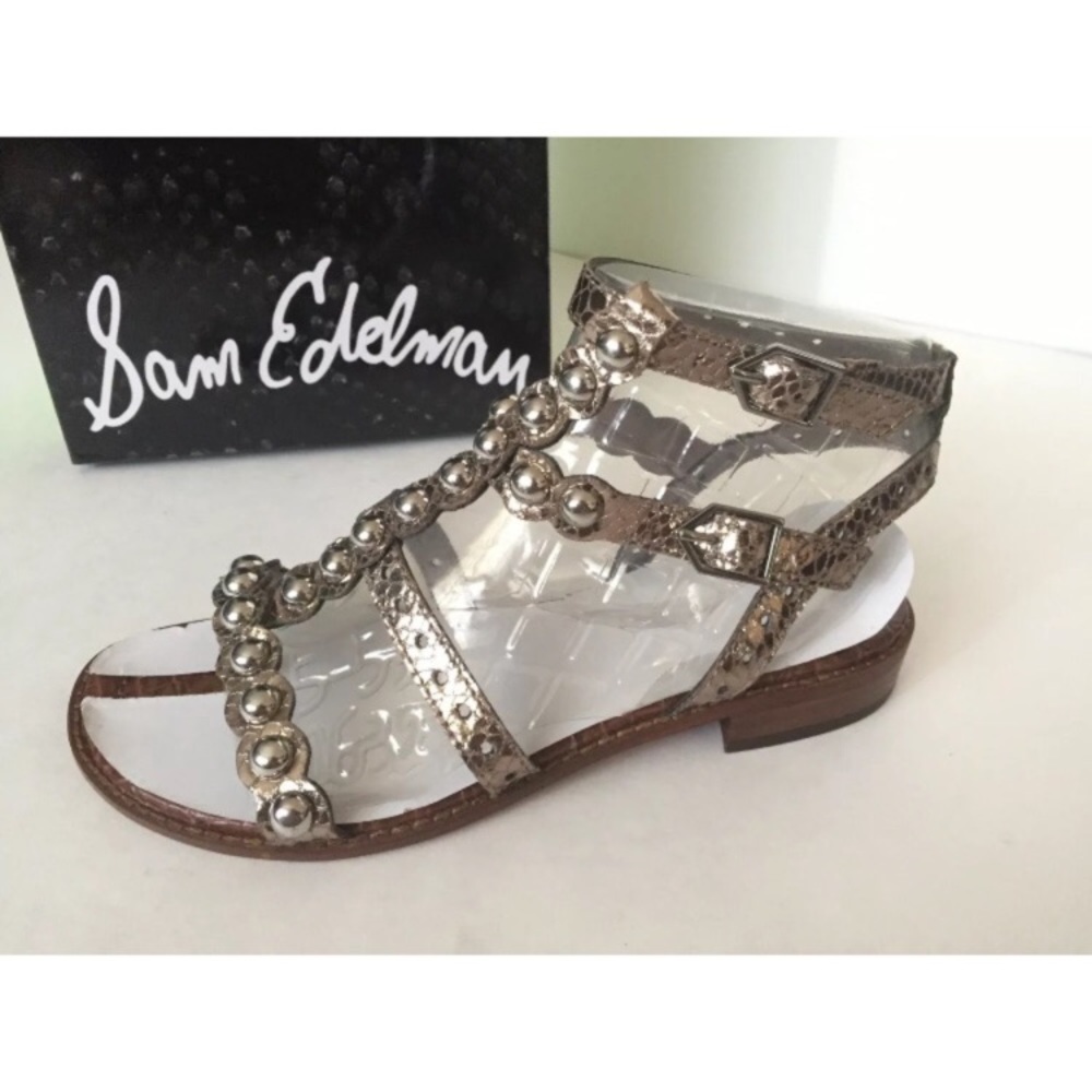 New Sam Edelman metallic studded gladiator sz 5